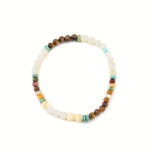 Women's Natural Blue Turquoise Beaded Necklace Handmade Geometric Style