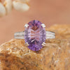 Women's Natural Citrine Amethyst Topaz Ring In S925 Sterling Silver Millennial Cut Geometric Style Set With Crystal