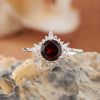 Women's Natural Colored Gemstone Ring S925 Sterling Silver Inlaid With Amethyst Topaz Garnet Geometric Style Set With Gemstones