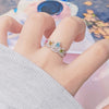 Women's Natural Colored Tourmaline Ring S925 Sterling Silver Crown Style Set With Gems