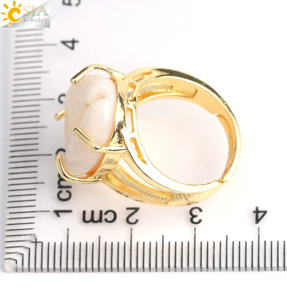 Women's Natural Conch Shell Open Ring With Gold Or Silver Electroplated Finish Simple Creative Adjustable Ring