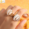 Women's Natural Conch Shell Open Ring With Gold Or Silver Electroplated Finish Simple Creative Adjustable Ring