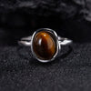 Women's Natural Crystal Gem Set S925 Sterling Silver Geometric Simple Open Ring