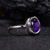 Women's Natural Crystal Gem Set S925 Sterling Silver Geometric Simple Open Ring