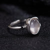 Women's Natural Crystal Gem Set S925 Sterling Silver Geometric Simple Open Ring