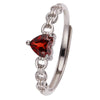Women's Natural Crystal Heart Geometric Pattern S925 Sterling Silver Love Ring Set With Crystal