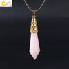 Women's Natural Crystal Hexagonal Prism Bullet Pendant Necklace With Titanium Steel Bead Chain Minimalist Fashion Jewelry