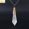Women's Natural Crystal Hexagonal Prism Bullet Pendant Necklace With Titanium Steel Bead Chain Minimalist Fashion Jewelry
