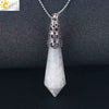 Women's Natural Crystal Hexagonal Prism Bullet Pendant Necklace With Titanium Steel Bead Chain Minimalist Fashion Jewelry