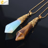 Women's Natural Crystal Hexagonal Prism Bullet Pendant Necklace With Titanium Steel Bead Chain Minimalist Fashion Jewelry