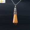Women's Natural Crystal Hexagonal Prism Bullet Pendant Necklace With Titanium Steel Bead Chain Minimalist Fashion Jewelry