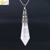 Women's Natural Crystal Hexagonal Prism Bullet Pendant Necklace With Titanium Steel Bead Chain Minimalist Fashion Jewelry