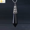 Women's Natural Crystal Hexagonal Prism Bullet Pendant Necklace With Titanium Steel Bead Chain Minimalist Fashion Jewelry