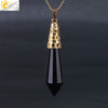 Women's Natural Crystal Hexagonal Prism Bullet Pendant Necklace With Titanium Steel Bead Chain Minimalist Fashion Jewelry