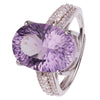 Women's Natural Crystal Ring With Geometric Shape In S925 Sterling Silver And Millennial Cut