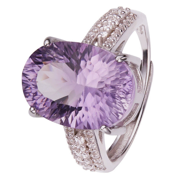 Women's Natural Crystal Ring With Geometric Shape In S925 Sterling Silver And Millennial Cut