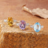 Women's Natural Crystal Ring With Geometric Shape In S925 Sterling Silver And Millennial Cut