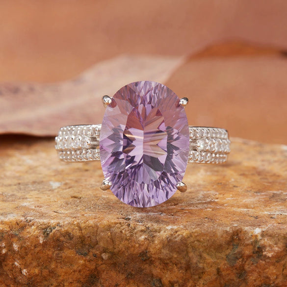 Women's Natural Crystal Ring With Geometric Shape In S925 Sterling Silver And Millennial Cut