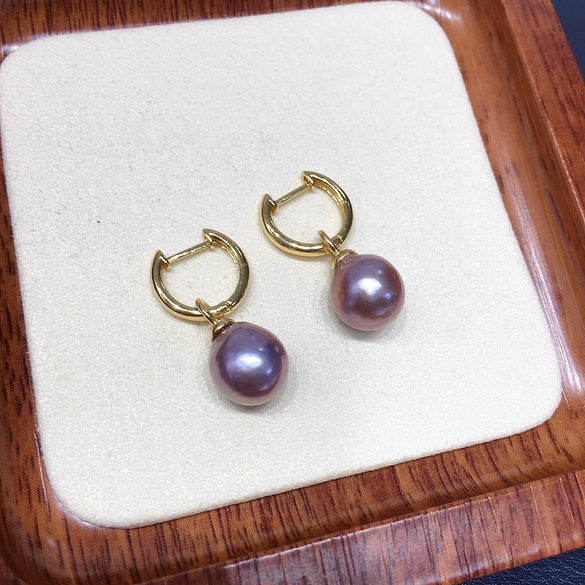 Women's Natural Freshwater Baroque Alien Shape Pearl Earrings Alloy Inlaid With Artificial And Semiprecious Stones