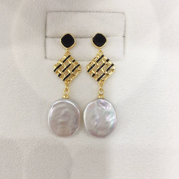 Women's Natural Freshwater Baroque Alien Shaped Pearl Earrings S925 Sterling Silver Retro Style