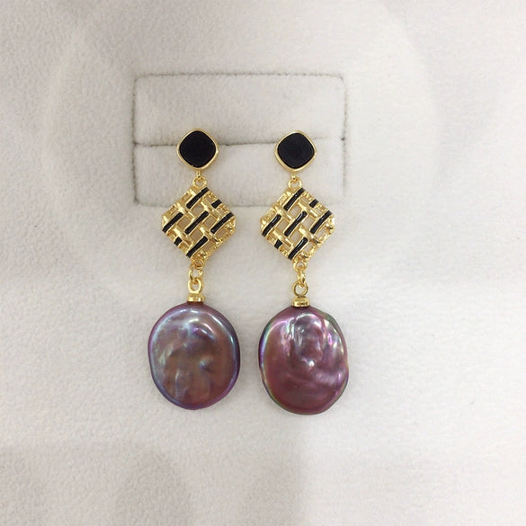 Women's Natural Freshwater Baroque Alien Shaped Pearl Earrings S925 Sterling Silver Retro Style