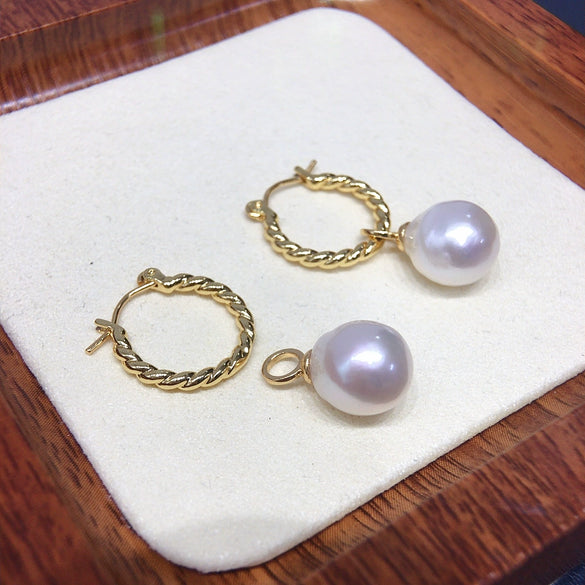 Women's Natural Freshwater Baroque Pearl Earrings With Alloy Inlaid Artificial And Semiprecious Stones Alien Shape