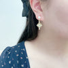 Women's Natural Freshwater Pearl And Alloy Inlaid Gemstone Earrings With Oblate Shape And Retro Style