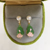 Women's Natural Freshwater Pearl And Chalcedony Earrings With Oblate Shape S925 Sterling Silver Needle