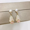 Women's Natural Freshwater Pearl And Chalcedony Earrings With Oblate Shape S925 Sterling Silver Needle