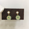 Women's Natural Freshwater Pearl And Chalcedony Earrings With S925 Sterling Silver Needle Flat Round Shape