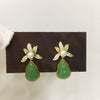 Women's Natural Freshwater Pearl And Chalcedony Earrings With S925 Sterling Silver Needle Oblate Shape