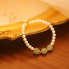 Women's Natural Freshwater Pearl And Hetian Jade Beaded Handmade Bracelet With Animal Zodiac Pattern