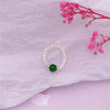 Women's Natural Freshwater Pearl And Moonstone Ring With Geometric Pattern Retro Light Luxury Style