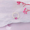 Women's Natural Freshwater Pearl And Moonstone Ring With Geometric Pattern Retro Light Luxury Style