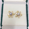 Women's Natural Freshwater Pearl And S925 Sterling Silver Cut Out Resin Daisy Earrings