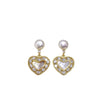 Women's Natural Freshwater Pearl And Sea Shell Fritillary S925 Sterling Silver Earrings With 18K Gold Oblate And Flat Round Shape