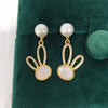 Women's Natural Freshwater Pearl And Sea Shell Oblate Earrings S925 Sterling Silver 18K Goldfilled