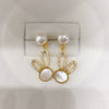 Women's Natural Freshwater Pearl And Sea Shell Oblate Earrings S925 Sterling Silver 18K Goldfilled