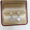 Women's Natural Freshwater Pearl And Seashell Four Leaf Clover Earrings With S925 Sterling Silver Needle