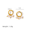 Women's Natural Freshwater Pearl And Titanium Steel Earrings Geometric Style Pure Handmade