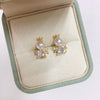 Women's Natural Freshwater Pearl And Zircon Earrings With Oblate Shape