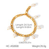 Women's Natural Freshwater Pearl Anklet Stainless Steel Geometric Figaro Chain 18K Goldplated Titanium Steel Nonfading