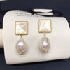 Women's Natural Freshwater Pearl Baroque Alien Shape Alloy Inlaid Semiprecious Stones Earrings