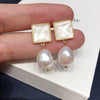 Women's Natural Freshwater Pearl Baroque Alien Shape Alloy Inlaid Semiprecious Stones Earrings