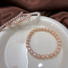 Women's Natural Freshwater Pearl Bracelet 925 Silver Plated 18K Gold With Flat Round And Bun Round Pearls