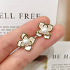 Women's Natural Freshwater Pearl Camellia Baking Paint Earrings