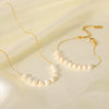 Women's Natural Freshwater Pearl Clavicle Chain Necklace And Fadefree Bracelet In Mixed Material With Vacuum Real Gold Electroplating In Pvd Furnace