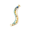 Women's Natural Freshwater Pearl Cloisonne Turquoise Three Layer Bracelet 18K Real Gold Electroplated