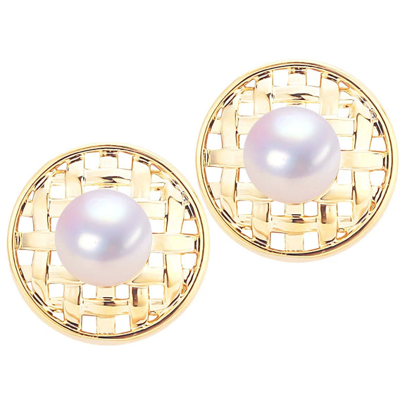 Women's Natural Freshwater Pearl Cut Out Earrings 18K Goldfilled