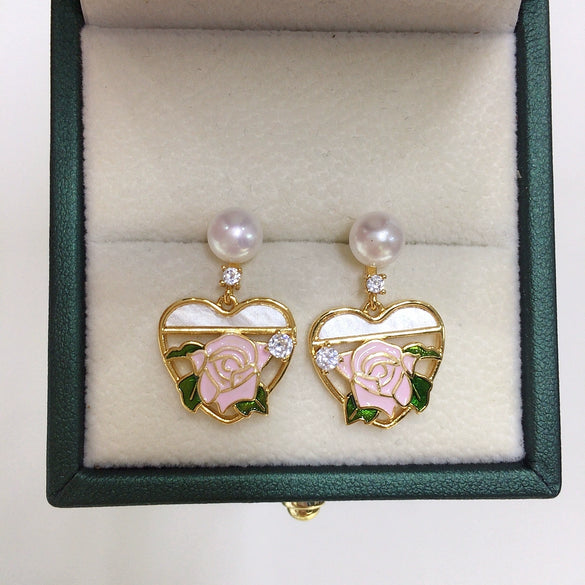 Women's Natural Freshwater Pearl Drop Earrings In Oblate Shape S925 Sterling Silver